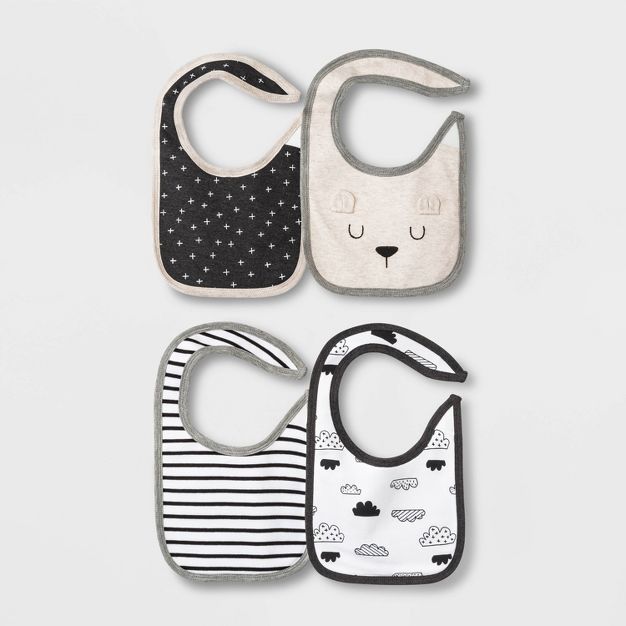 Photo 1 of Baby 4pk Bib - Cloud Island™ Black/White

