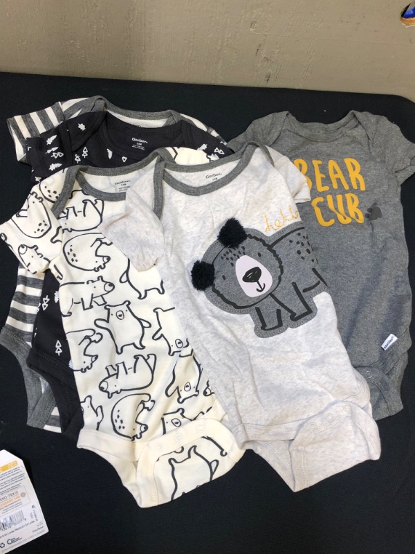 Photo 2 of Gerber Baby Boys' 5pk Bear Short Sleeve Onesies - Gray/White 3-6 MO
