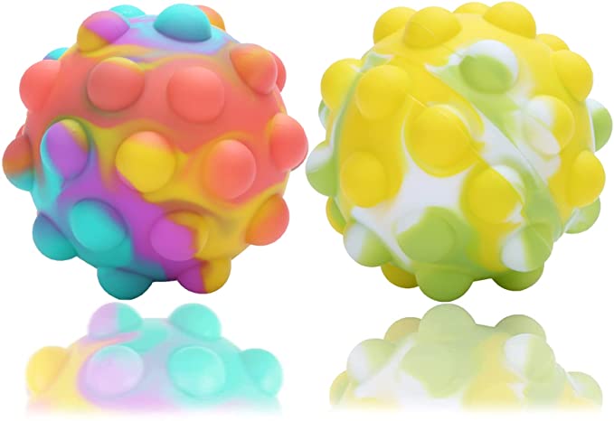 Photo 1 of (2pack) Pop It Stress Balls Fidget Toys for Autistic Children,3D Push Bubble Silicone Ball Anti-Stress Balls Toys Sensory Fidget Toy Pop Its Anxiety Relief for Kids and Adults
