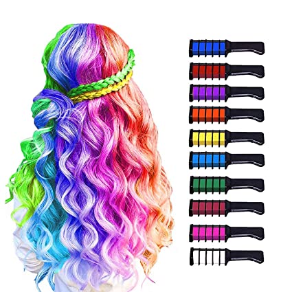 Photo 1 of 10 Color Hair Chalk for Girls-New Hair Chalk Comb Temporary Washable Hair Color Dye for Kids-Stocking Stuffers for Kids-Girls Toys Birthday Halloween Christmas Gifts for 6 7 8 9 10 11 12 Year Old Girl
13