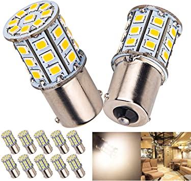 Photo 1 of 1voi Newest Super Bright BA15S 1156 1141 1003 RV Interior Light LED Bulbs Camper Trailer Turn Signal Backup Reverse 4.2W,4000K Neutral White Pack of 10 --- package opened, no missing pieces 
