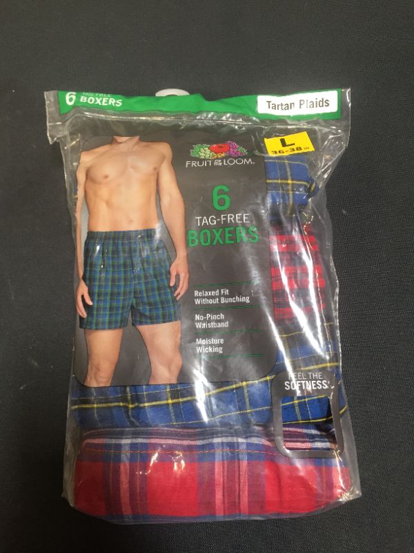 Photo 3 of Fruit of the Loom Men's Tag-Free Boxer Shorts (Knit & Woven) ---- SIZE LARGE (MISSING 2 PAIRS) 
