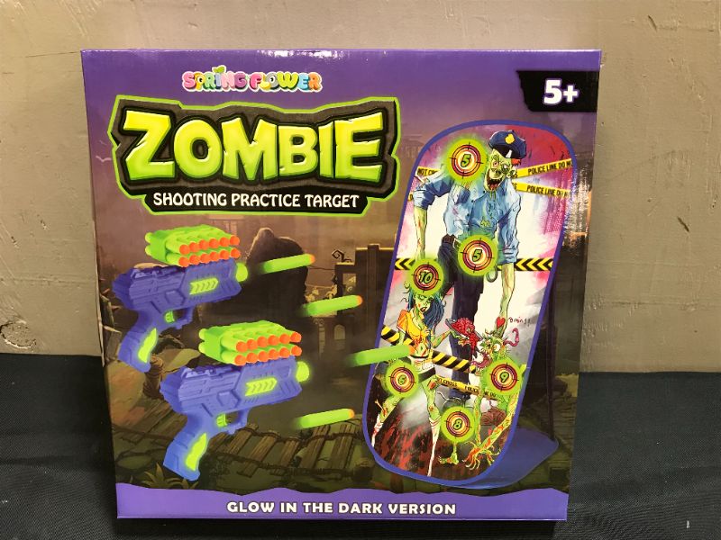 Photo 3 of Shooting Game Toys for 5 6 7 8 9 10+Years Old Boys & Girls,2 Foam Dart Toy Guns and Zombie Shooting Practice Target,Glow in The Dark,Halloween Indoor Activity Game for Kids, Compatible with Nerf Guns
