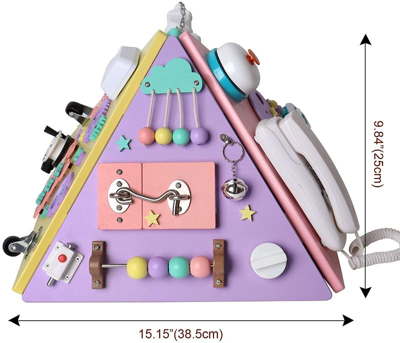 Photo 1 of All in One Colorful Pyramid Busy Board House Game Montessori Educational Tabletop Activity for Toddlers Motor Skills Brain Developing Set Family Fun 24 Activities
