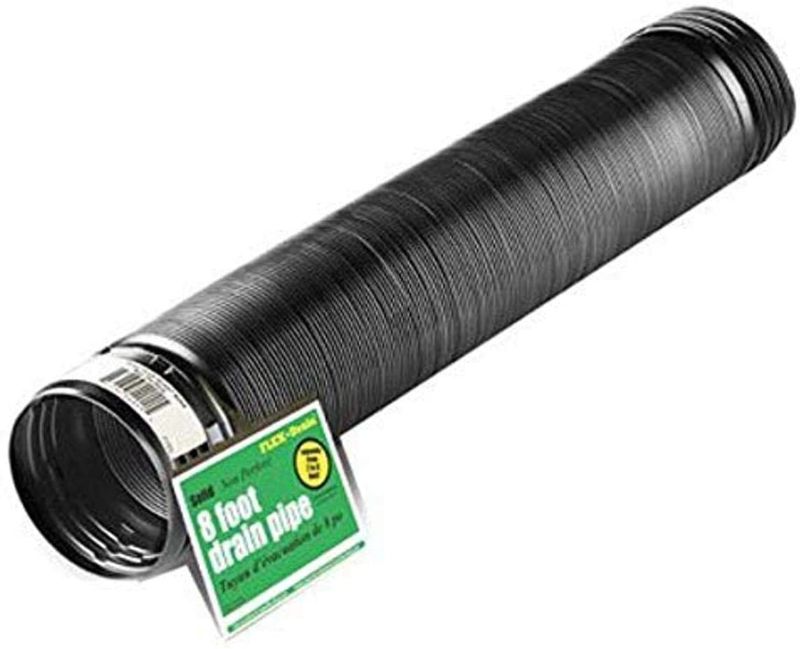 Photo 1 of Flex-Drain 54021 Flexible/Expandable Landscaping Drain Pipe, Solid, 4-Inch by 8-Feet
