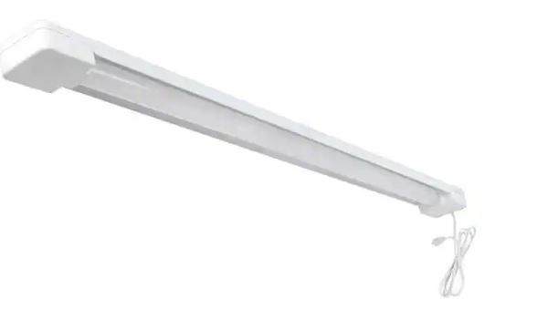 Photo 1 of 3 ft. 1-Light 30-Watt Integrated LED White Utility Shop Light with Power Cord
