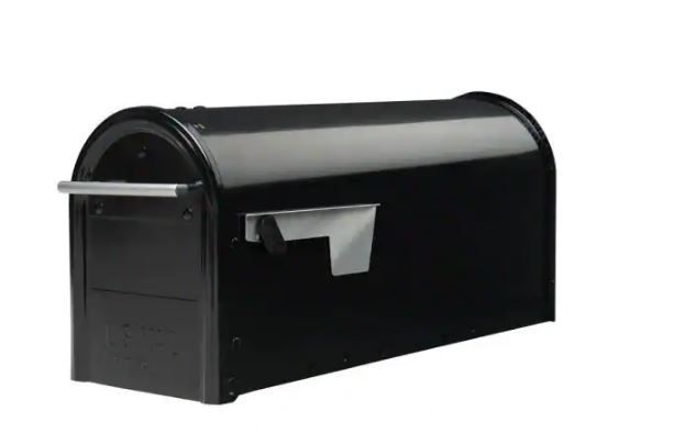 Photo 1 of Franklin Black, Medium, Steel, Post Mount Mailbox with Satin Nickel Handle
