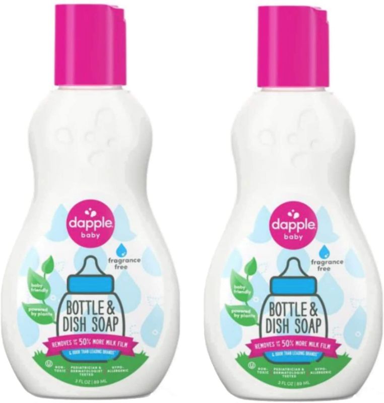 Photo 1 of Bottle and Dish Soap by DAPPLE Baby, Hypoallergenic, Plant-Based, Fragrance Free, 3 Fl Oz (Pack of 2)

