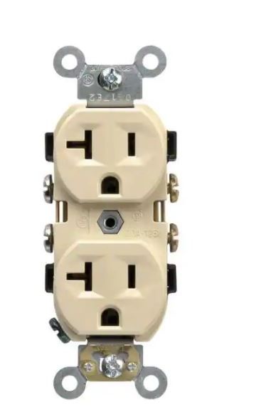 Photo 1 of 12--20 Amp Commercial Grade Duplex Outlet, Ivory
