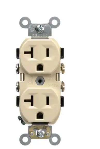 Photo 1 of 12 20 Amp Commercial Grade Duplex Outlet, Ivory
