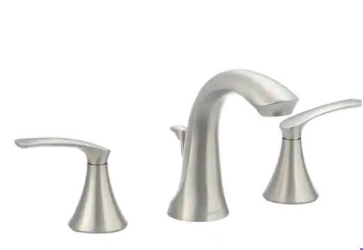 Photo 1 of Darcy 8 in. Widespread 2-Handle High-Arc Bathroom Faucet in Spot Resist Brushed Nickel
