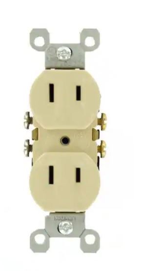 Photo 1 of 20--15 Amp 2-Wire Duplex Outlet, Ivory
