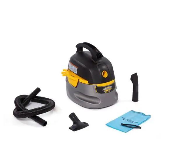 Photo 1 of 2.5 Gal. 1.75-Peak HP Compact Wet/Dry Shop Vacuum with Filter Bag, Hose and Accessories
