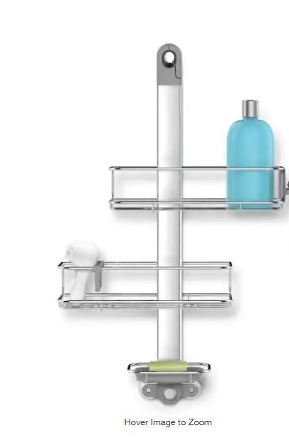 Photo 1 of 3-Tier Adjustable Shower Caddy in Aluminum and Stainless Steel
