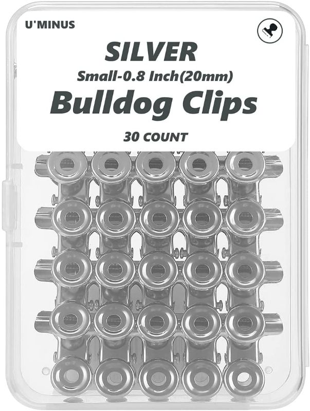 Photo 1 of 2  U'MINUS 24 Pack 1.25 Inch,Medium Size Stainless Steel Metal Hinge Clips Bulldog Clips for Crafts, Food Bags, Drawings, Photos at Home, All-Purpose Air Tight Seal Clip Cubicle Hooks-31mm
