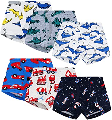 Photo 1 of Toddler Boxer Briefs Little Boys Underwear 100% Cotton Truck Dinosaur Comfort 6 Pack---SIZE 2-3T---
