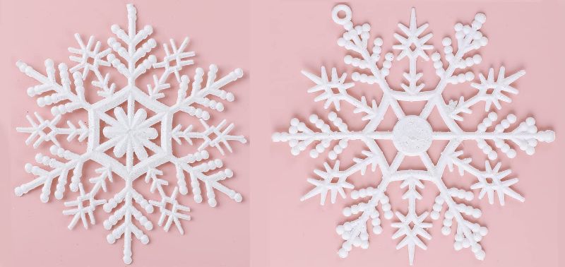 Photo 1 of 40pcs Plastic Christmas Glitter Snowflake Home Decor 4 Inch