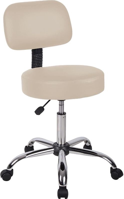 Photo 1 of Boss Office Products Be Well Medical Spa Stool with Back in Beige---SEAT IS DIRTY---LOOSE PARTS/POSSIBLE HARDWARE MISSING---
