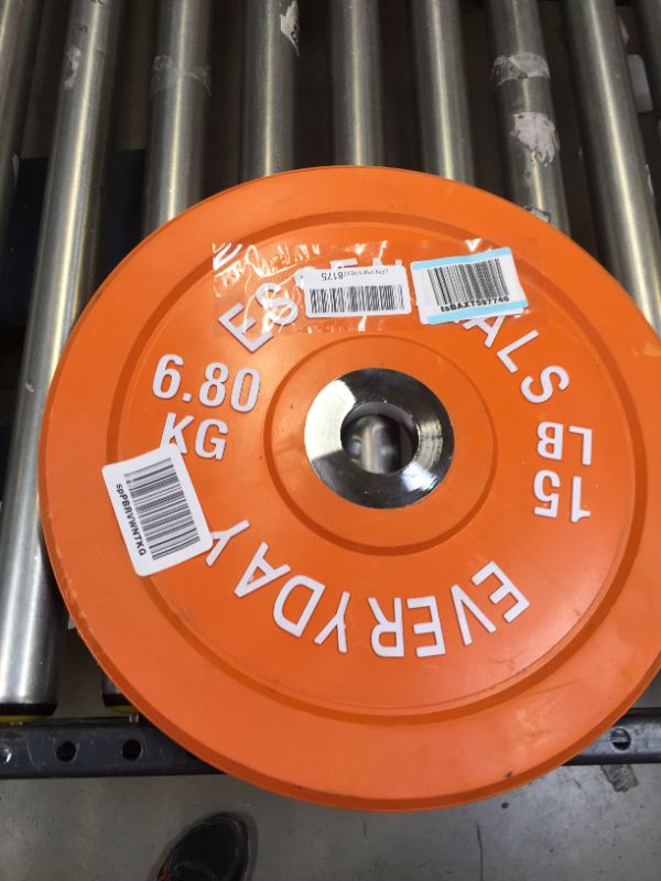 Photo 2 of BalanceFrom Color Coded Olympic Bumper Plate Weight Plate with Steel Hub, 15 Lbs.
