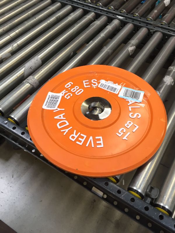 Photo 3 of BalanceFrom Color Coded Olympic Bumper Plate Weight Plate with Steel Hub, 15 Lbs.
