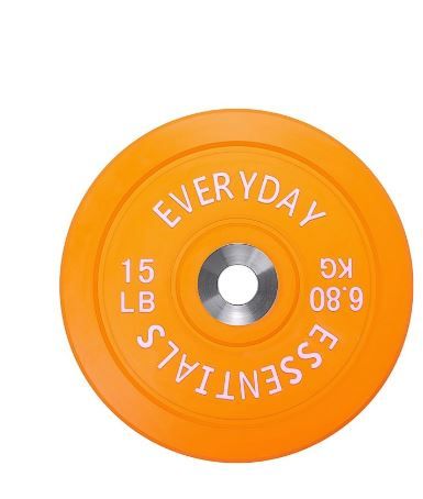 Photo 1 of BalanceFrom Color Coded Olympic Bumper Plate Weight Plate with Steel Hub, 15 Lbs.
