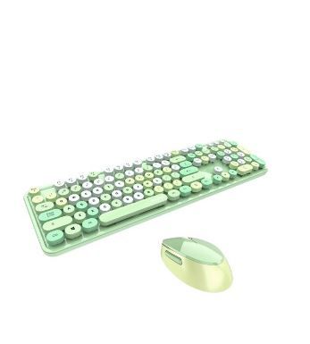 Photo 1 of Mofii Sweet Keyboard Mouse Combo Mixed Color 2.4G Wireless Keyboard Mouse Set Circular Suspension Key Cap for PC Laptop Green
