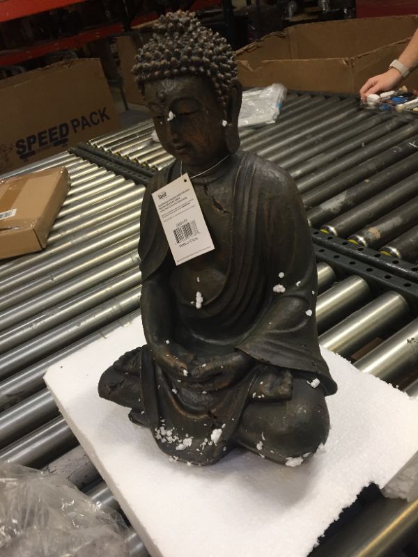 Photo 4 of Alpine Corporation GEM170 Buddha Statue, 10"L x 8"W x 15"H, Bronze
