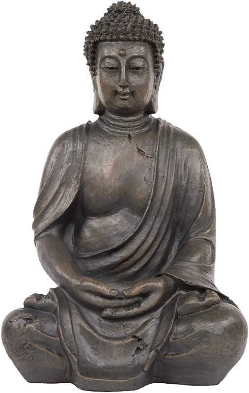 Photo 1 of Alpine Corporation GEM170 Buddha Statue, 10"L x 8"W x 15"H, Bronze
