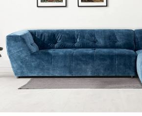 Photo 2 of Acanva Mid-Century Velvet Sectional Sofa Couch for Living Room, L-Shape 2-Piece 113”W Right Hand Facing Chaise, Blue missing the side couch 
