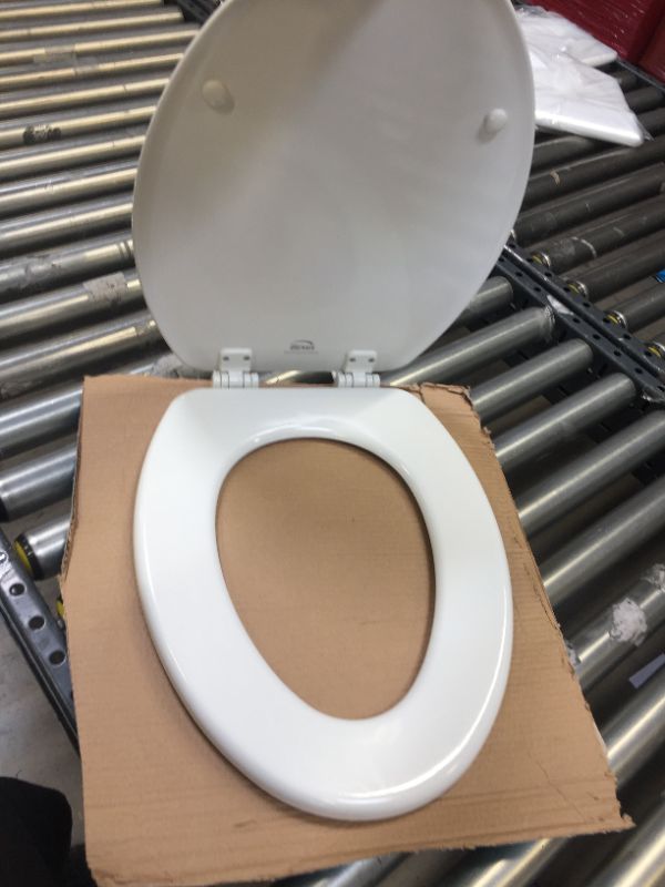 Photo 2 of Bemis 1500EC 390 Lift-Off Wood Elongated Toilet SEAT, Cotton White