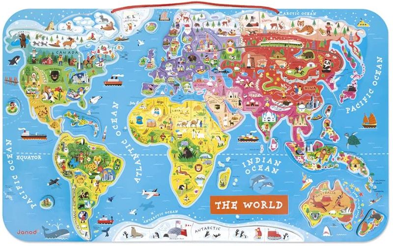 Photo 1 of Janod Magnetic World Puzzle English Edition Multicolored J05504
