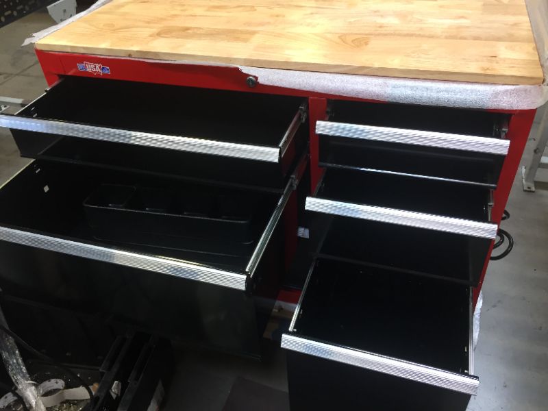 Photo 1 of CRAFTSMAN Workbench with Drawer Liner Roll/Tray Set, 41-Inch, Rolling,, 6 Drawer, Red (CMST82777RB)

