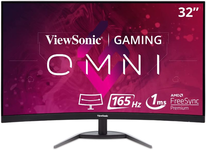 Photo 1 of ViewSonic OMNI VX3268-PC-MHD 32 Inch Curved 1080p 1ms 165Hz Gaming Monitor with FreeSync Premium, Eye Care, HDMI and Display Port
