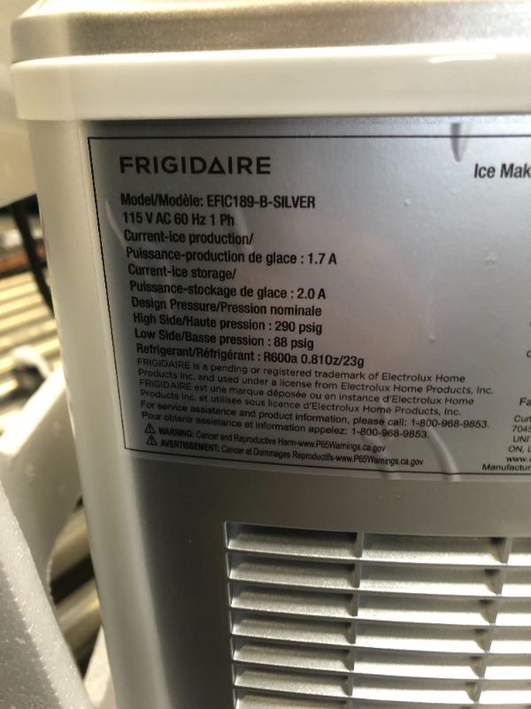 Photo 6 of FRIGIDAIRE EFIC189-Silver Compact Ice Maker, 26 lb per Day, Silver (Packaging May Vary)
