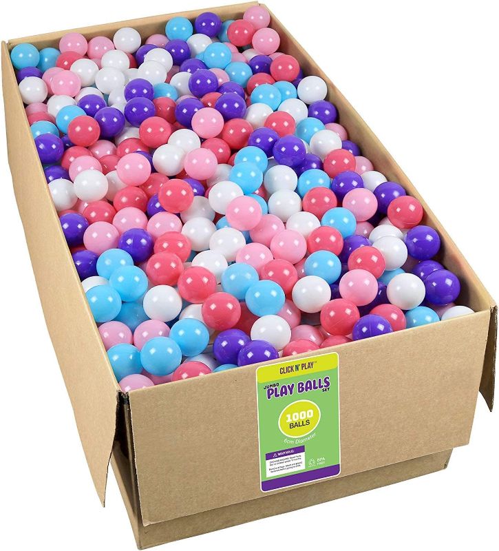 Photo 1 of Click N' Play Phthalate Free BPA Free Crush Proof Plastic Ball Pit Balls in Reusable and Durable Storage Mesh Bag with Zipper
