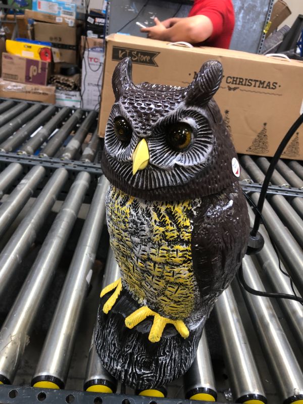 Photo 1 of Owlery Solar Owl with Flashing Eyes, Spinning Head and Realistic Tweets, Plastic Owl Decoration for Home, Garden, Patio and Fence
