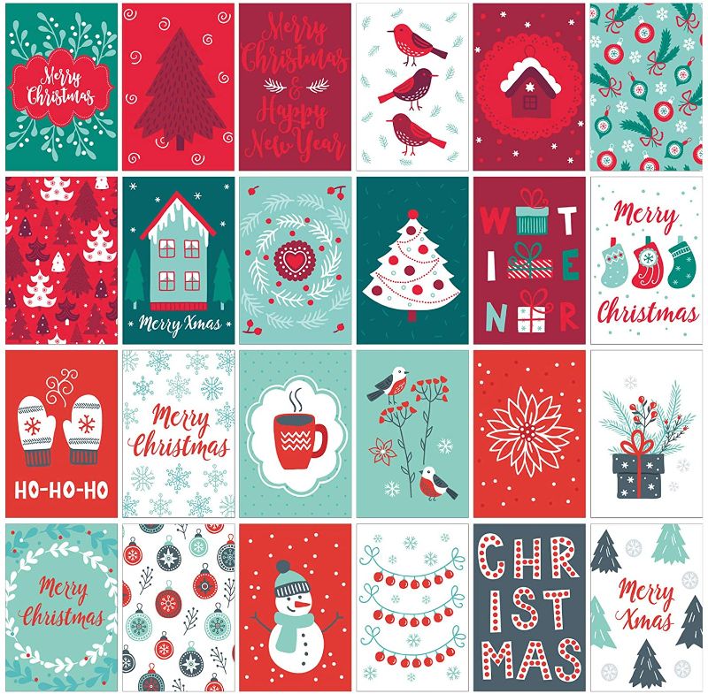 Photo 1 of Greeting Christmas Cards Box Set, 24 Assorted Holiday Cards with Envelops for Winter Season, Christmas Gifts Cards, Holiday Gift Giving
