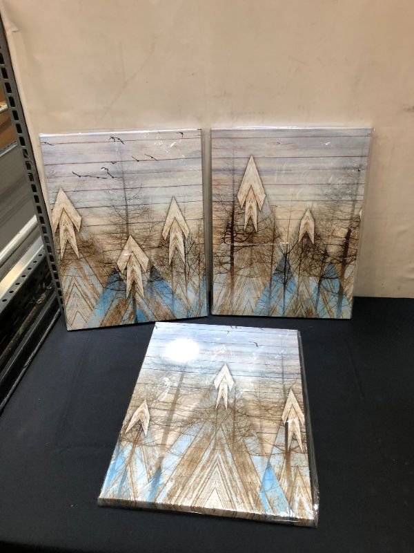 Photo 1 of 3 Piece Autumn Trees Canvas Wall Art for Living Room Bathroom Modern Watercolor Prints Paintings Wall Decor for Bedroom Dining Room Office Kitchen Ready to Hang for Home Decorations

