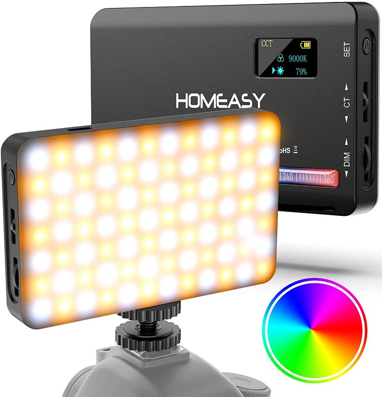 Photo 1 of HOMEASY RGB LED Video Light,Video Conference Lighting Kit,LED Camera Light 360° Full Color,3100mAh Rechargeable,CRI 95+,2500K-9000K,Photography Lighting w Diffuser for Vlogging,YouTube,TikTok,Party
