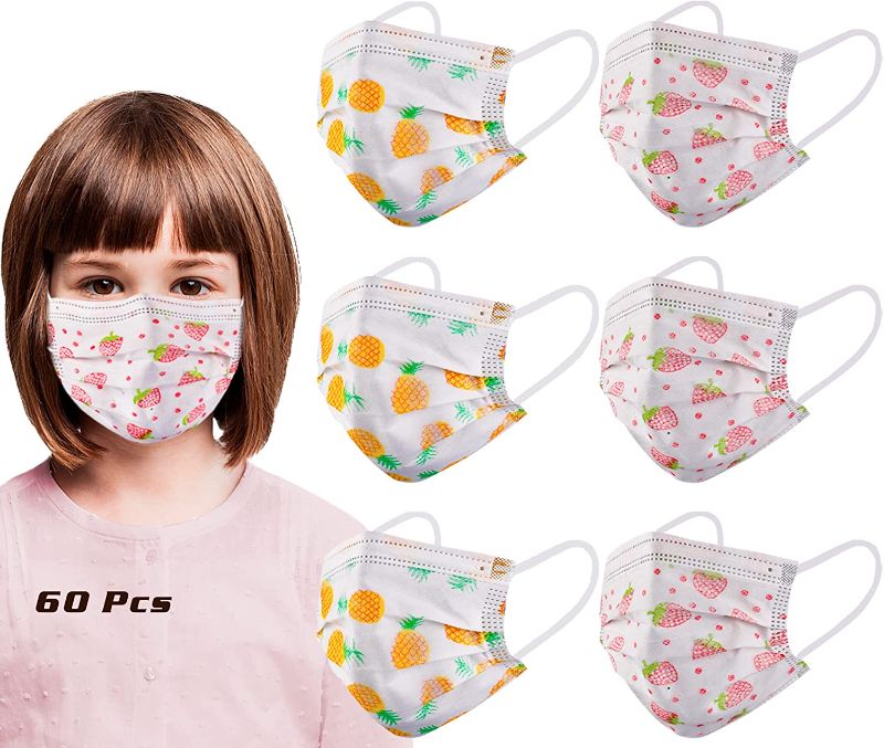 Photo 1 of 2 PACK - Genovega 30/50/60Pcs Kids Face Masks Breathable Cute 3 Layer or 4 Layer Facemask with Nose Wire, Gift for Boys Girls