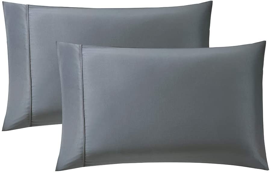 Photo 1 of BOURINA Pillowcase for Hair and Skin with Envelope Closure,Satin 2-Pack Pillow case, Queen 20×30 Inch Grey