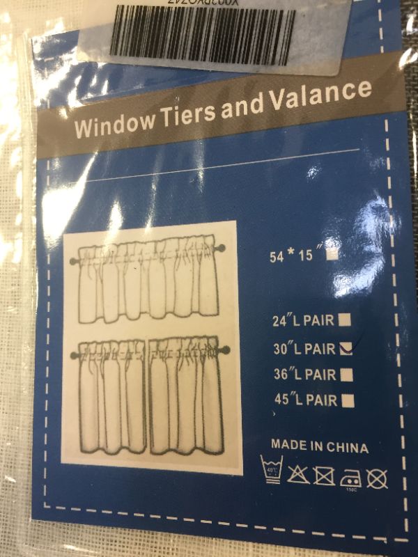 Photo 1 of 2 PACK - WINDOW TIERS AND VALANCE 30" L PAIR