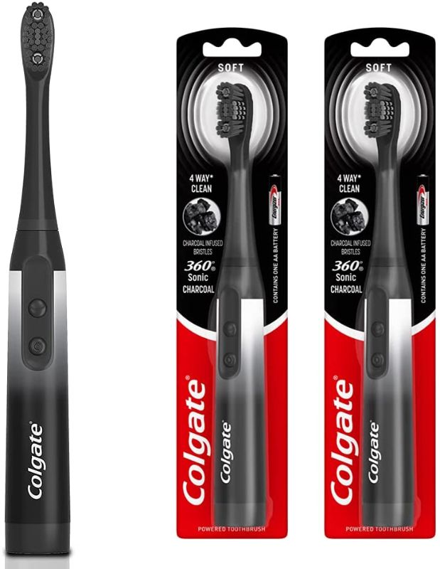Photo 1 of Colgate 360 Charcoal Sonic Powered Battery Toothbrush, Pack of 2