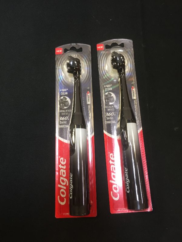 Photo 2 of Colgate 360 Charcoal Sonic Powered Battery Toothbrush, Pack of 2