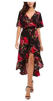 Photo 1 of Kormei Womens Short Sleeve Floral High Low V-Neck Flowy Party Long Maxi Dress SIZE XL