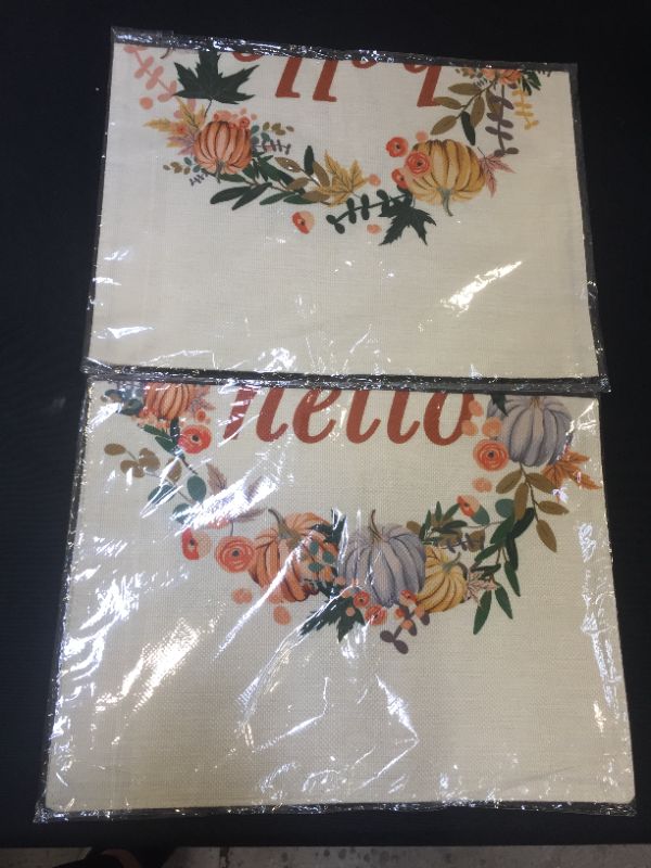 Photo 2 of 2 PACK - Hello Fall Garden Flag 12x18 Double Sided, Farmhouse Thanksgiving Flag with Pumpkin Maple Leaves Wreath, Seasonal Thanksgiving Garden Flag for Autumn Harvest Yard Outdoor Decor