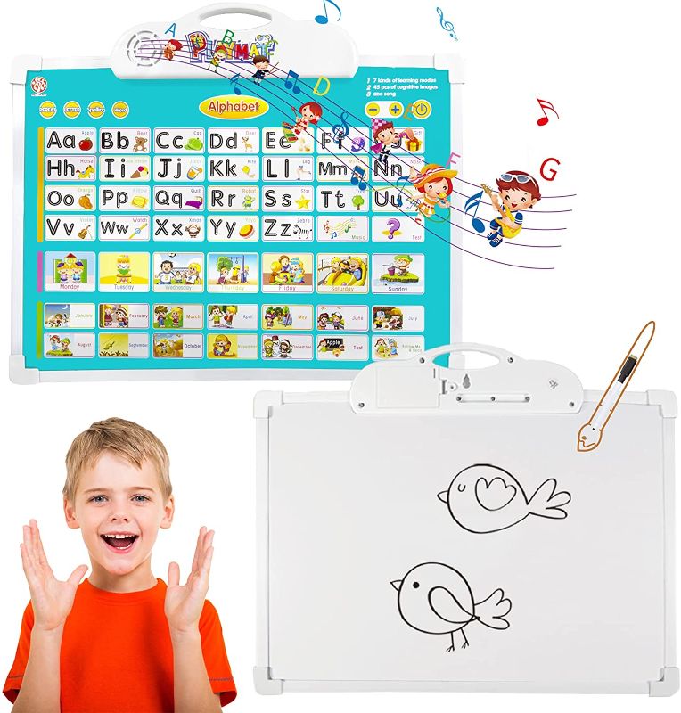 Photo 1 of Electronic Interactive Alphabet Talking Poster with Drawing Board Pad,Doodle Pen,Writing Tablet,Portable ABC Wall Chart,Fun Preschool Early Educational Learning Toys Gift for Toddlers,Kids Girls Boys
