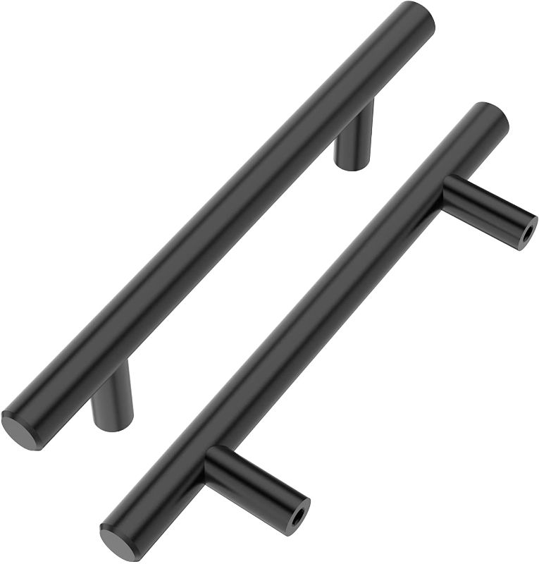 Photo 1 of Alzassbg 10 Pack Matt Black Cabinet Pulls, 4 Inch(102mm) Hole Centers Cabinet Handles Kitchen Hardware T Bar European Style Drawer Handle Pull AL3011MB
