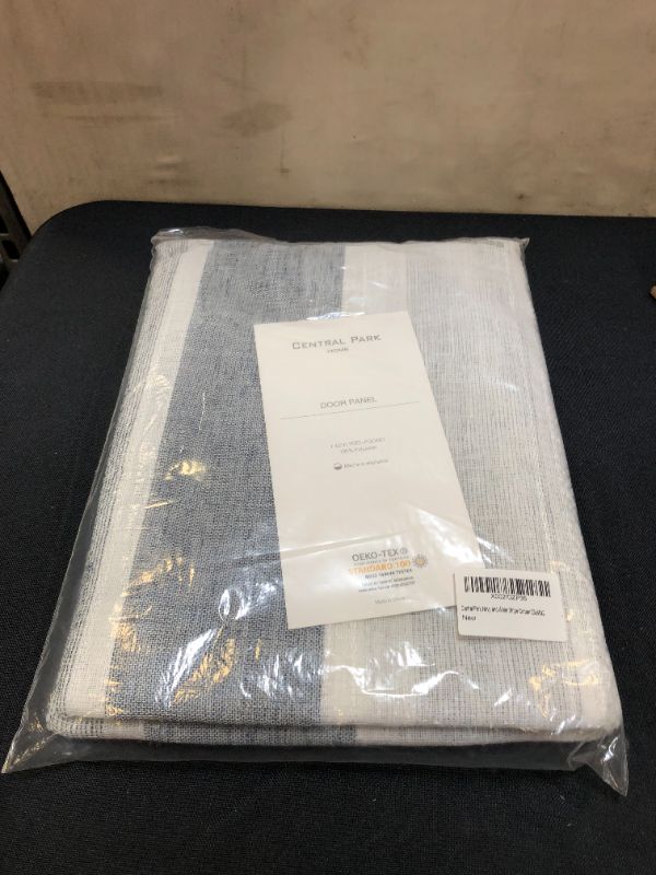 Photo 1 of Central Park Sheer French Door Curtain Navy Blue and White Stripe Panel Boucle Linen Window Curtain Rod Pocket Yarn Dyed Woven Drapes for Living Room Rod Pocket (25" Wx40 Lx 2), 2 Panels
