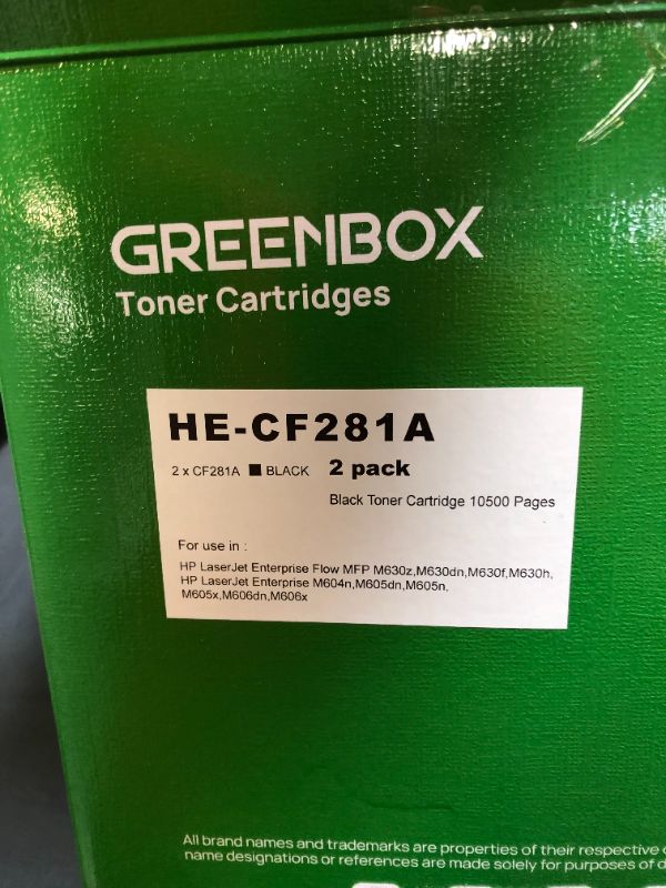 Photo 4 of GREENBOX Compatible Toner Cartridge Replacement for HP 81A CF281A 81X for Enterprise MFP M605 M604 M604N M604DN M605N M605DN M605X M630 M606 M630h M630dn M630z Printer (2-Pack Black)
